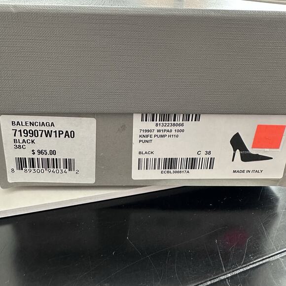 Balenciaga Women’s Knife Pump Heels 110MM in Black Size EU 38 US 8 MSRP $965 - Picture 7 of 8